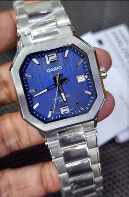 Casio Men's Analog Octagonal Dial Stainless Steel Band Watch MTP