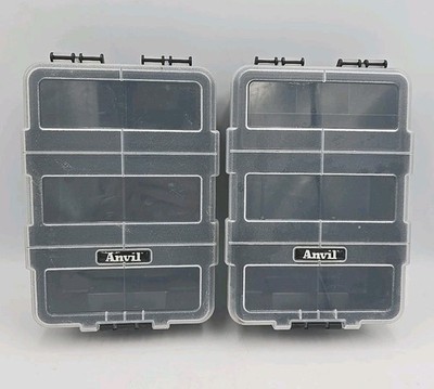 (2) Anvil Small Parts Tools Organizer Boxes Secure & Portable Storage