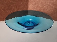 Blenko Wayne Husted Large Centerpiece Bowl Blue Color Hand Blown. Authentic.