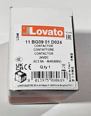 Mini-Leistungsschütz, Lovato 11BG0901D024, 3P+1Ö, 9A/4kW AC3 (400V), 24VDC
