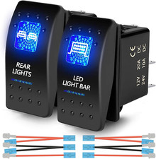 2Pcs UTV Rocker Switch 12V 20A 3-Pin Blue LED Marine Rocker Switch for Polaris R