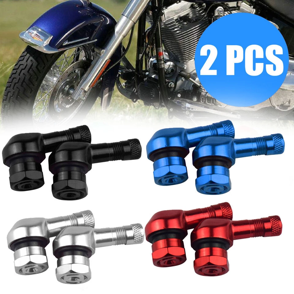 2Pcs Aluminum Motorcycle 90 Degree Wheel Tire Tyre Valve Stem Cap Accessories - Image 2 of 4