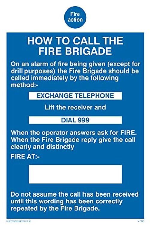 Confezione da 5 – Cartello A6P con scritta"Fire Action How To Call The Fire Brig