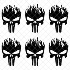 Set of 6 - Skull Punisher Logo Vinyl Decal Phone Dashboard Mirror Laptop Sticker