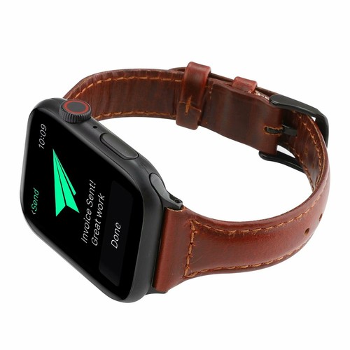 Slim Cowhide Leather Band Strap for Apple Watch 10 9 8 7 SE 44/41/45/42/46/49mm - Picture 25 of 26