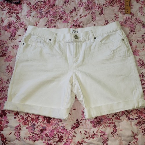 Ann Taylor Loft Gr. 31/12 weiß abgenutzt Roll-Up Shorts Damen 5 Taschen #1104 - Bild 1 von 11