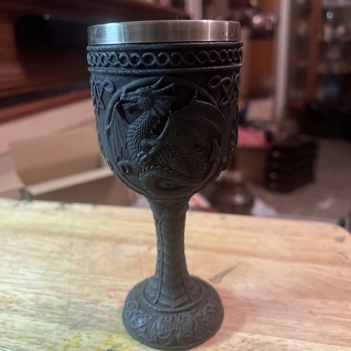 Stainless Dragon Wine Goblet Skulls Steampunk Collectible Gift Celtic K5 - Picture 3 of 5