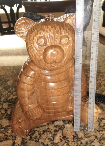 Timmy Woods Acacia Wood Bear Shoulder Bag Purse Beverly Hills Handcrafted - Picture 11 of 11