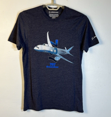 Boeing 787 Dreamliner Size Small Blue Crew Neck Short Sleeve