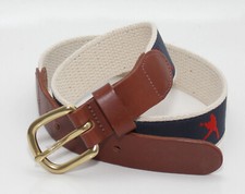 Leather Man Golf/Tennis Top Grain Webbing/Leather Belt Brass Buckle SIZE XS/26