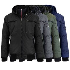 Mens Heavyweight Jackets Zipper Warm Winter Fleeced Lined Contrast Trim NEW