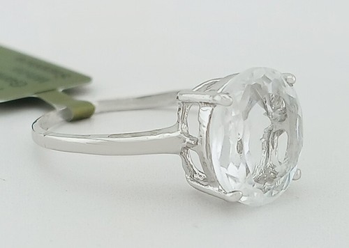 GENUINE 2.65 Cts WHITE SAPPHIRE SOLITAIRE RING 10K WHITE GOLD - Free Certificate - Picture 4 of 6