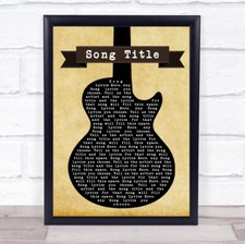 Jeder Songtext individuell schwarz Gitarre Wandbild Zitat personalisierter Textdruck