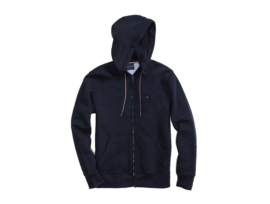 Hoodie Sweatshirt Zip Up Tommy Hilfiger Logo Fleece Grey Men NEW Solid Outdoor-image
