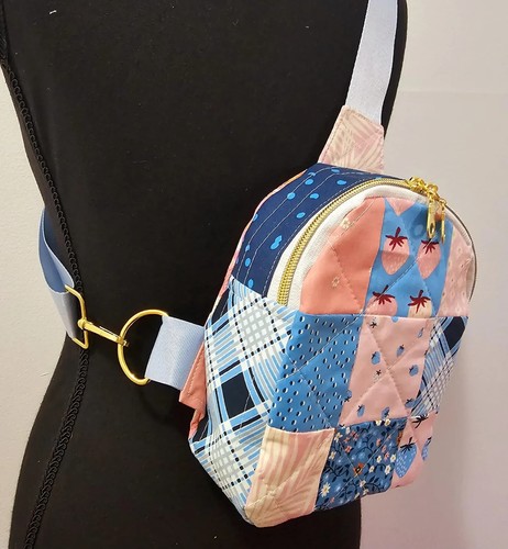 Mini Sling Backpack, Crossbody Backpack, Patchwork Purse, Ruby Star Society, Gif - Picture 3 of 4