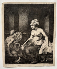 Curiosa Donna Bagno Incisione Rembrandt Living Denon Erotica 1791