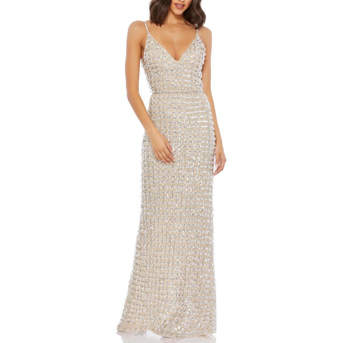 Женское официальное вечернее платье Mac Duggal, украшенное бисером, BHFO 7874