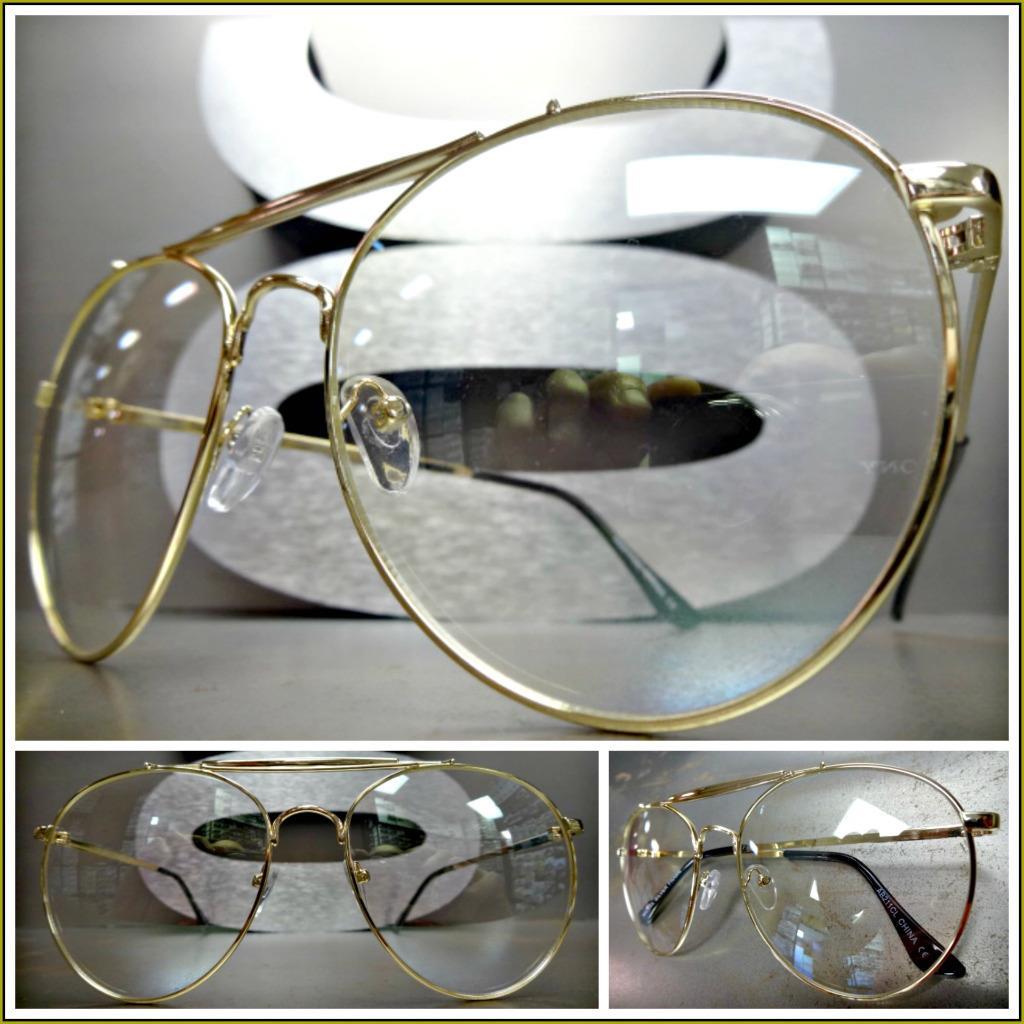 Men or Women CLASSIC VINTAGE RETRO Style Clear Lens EYE GLASSES Gold Metal  Frame