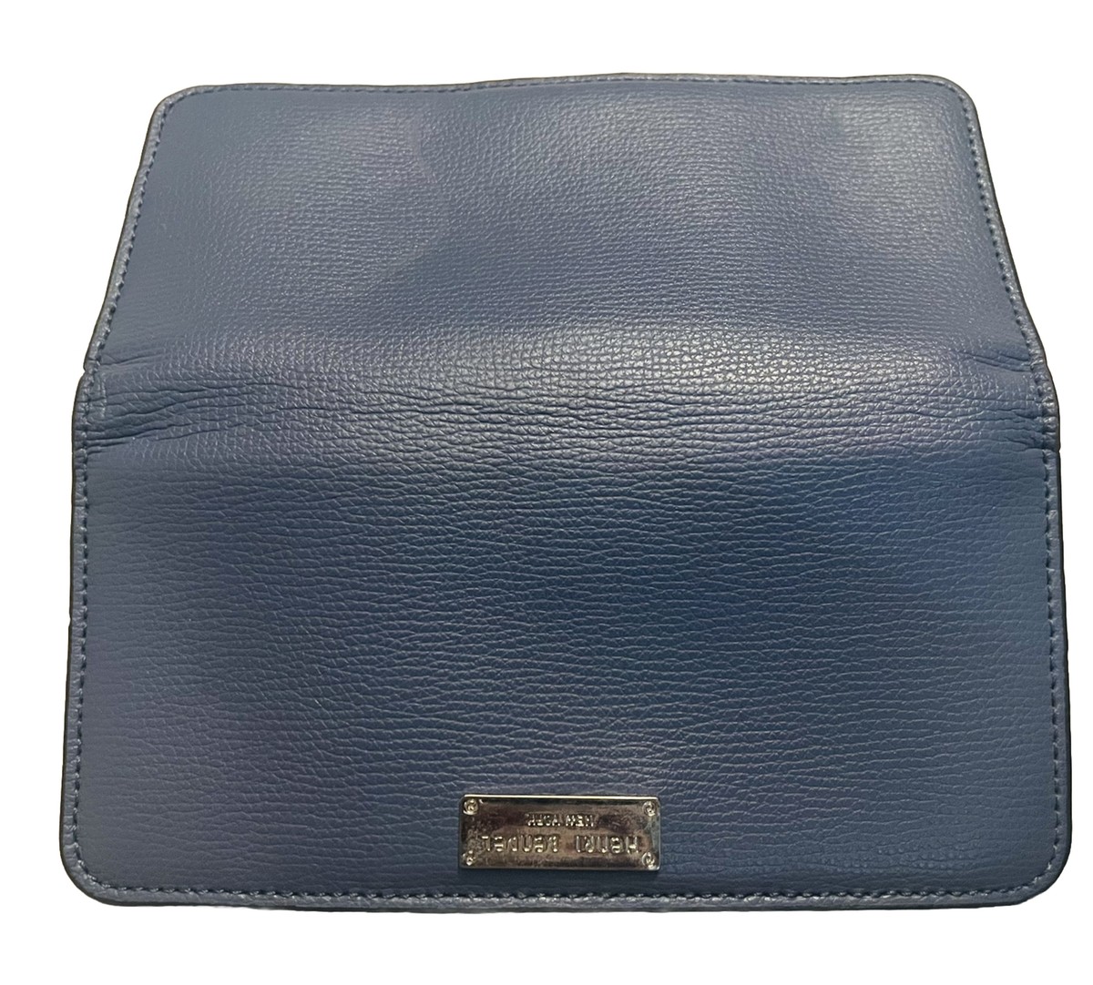 HENRI BENDEL WALLET BLUE LEATHER SILVER BUTTON CLOSURE | eBay