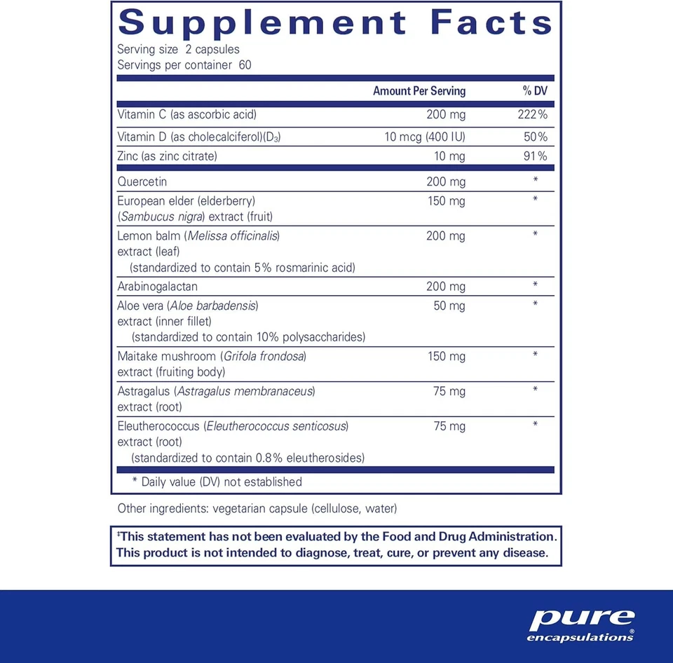 Suplementos dietéticos Daily Immune Pure Encapsulations 120 cápsulas Foto 2 de 3
