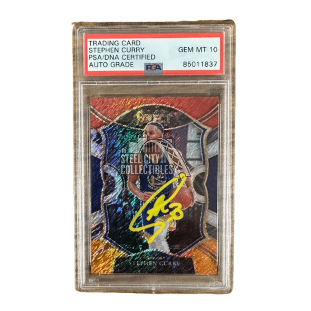 Stephen Curry 2020-21 Select R/W/O Shimmer Auto Card #57 PSA/DNA 10 (Yellow) 