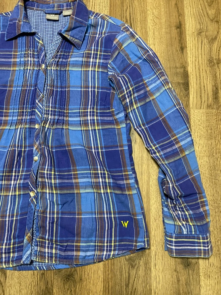 White Sierra Shirt, Women's Size Medium, Blue, Plaid, Button Up, Long Sleeve - Image 4 of 4