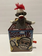 Schylling Sock Monkey Jack in the Box 2008 model Works