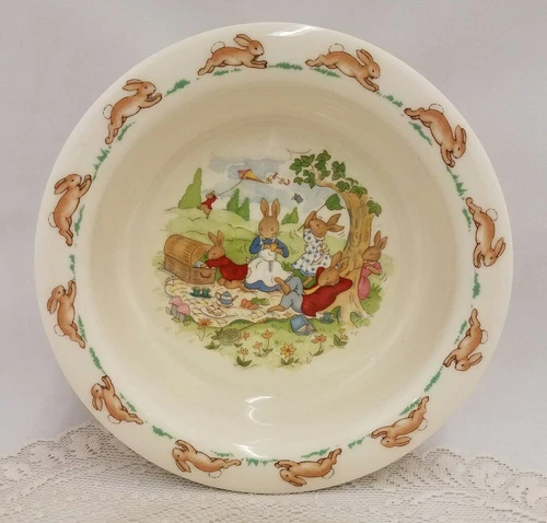 Vintage Royal Doulton Bunnykins Picnic Under the Tree Bowl Bunnies