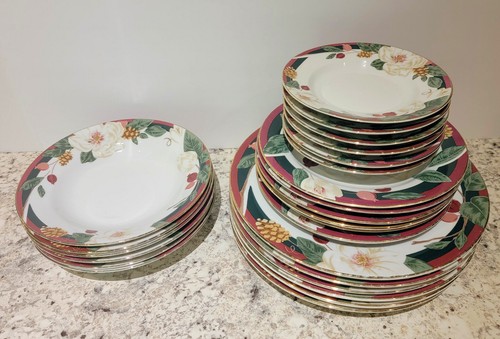 30 Piece Tienshan Magnolia Gold Trim Fine China 6 Place Setting w/Cups - Picture 2 of 20