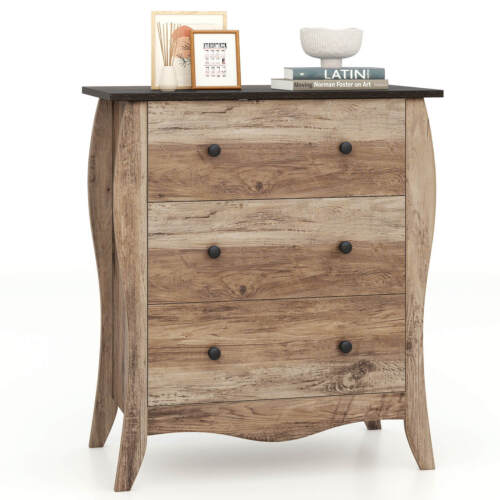 30" Farmhouse Chest of Drawers with 3 Folding Fabric Drawers & Anti-tipping Kit