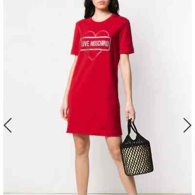 Love Moschino T-Shirt Dress in Red Logo | eBay