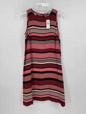 Loft Multicolor Striped Sleeveless Shift Dress Size X Small Key Hole Back Button