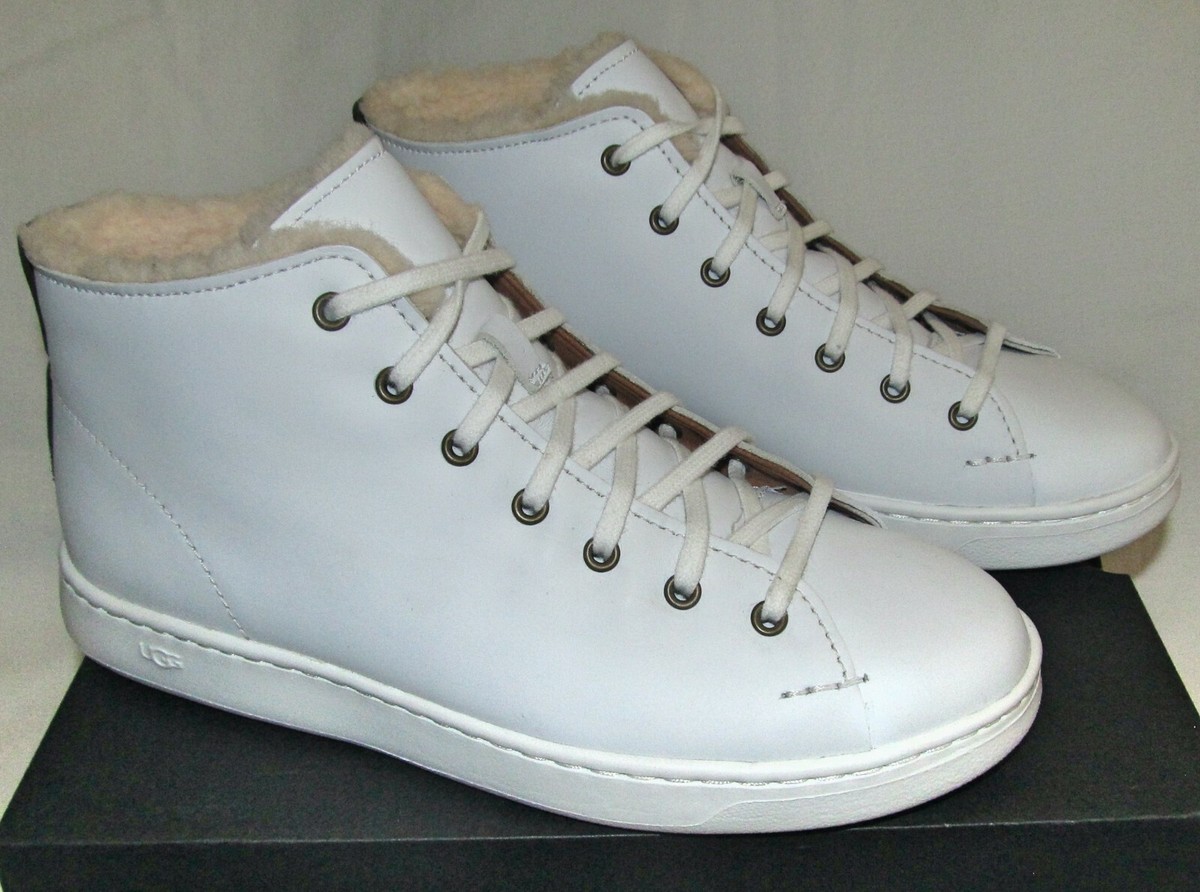 New UGG Pismo High Cozy Top Wool Lined White Sneakers Boots 