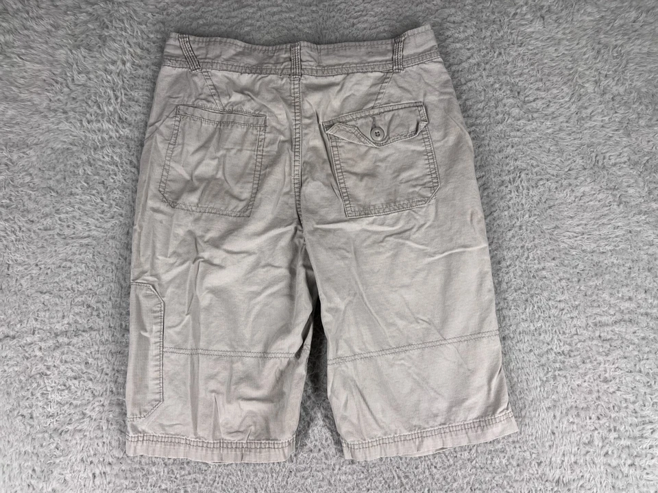 Ocean Pacific Shorts Womens 16 Gray Rip Stop Cotton Cargo Pocket Zip Beach Surf - Image 2 of 4