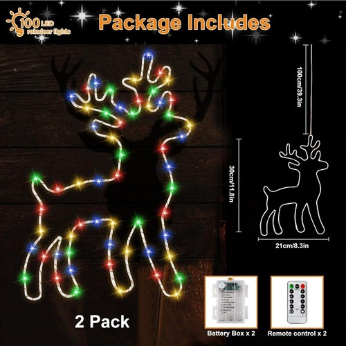 Renna di Natale Luminosa, 2pz 50 LED Luci Natale Esterno Lucine Decorative - Foto 6 di 15