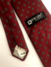 NWT Vtg DON LOPER Beverly Hil1s Italian SILK Neck TIE BURGUNDY Black Diamond Dot