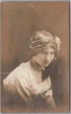 Young Woman Studio Portrait RPPC Real Photo Postcard Y301