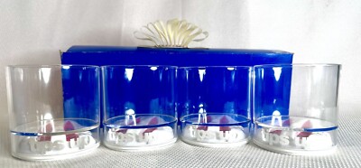 Set Of VTG ‘Tips Up’ Ski Themed Plastic Novelty Glasses By Howw  W/Original Box