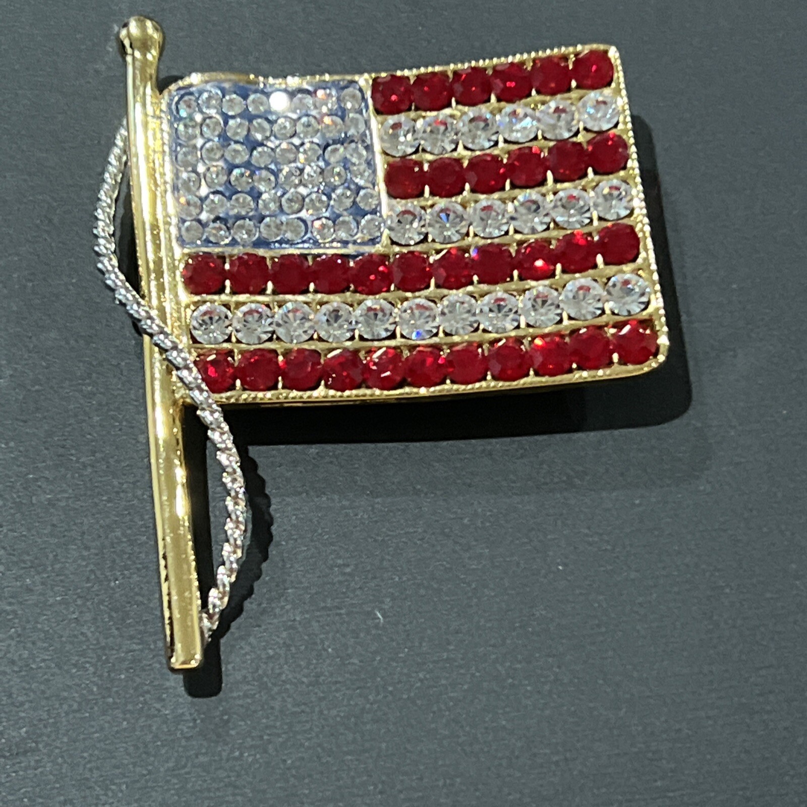 kenneth jay lane flag brooch rhinestones signed K… - image 2