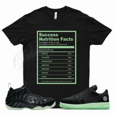 Black SUCCESS T Shirt for N Foamposite Air Force 1 Dunk React All Star Glow
