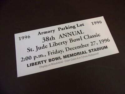 Set of Three 1996 St. Jude Liberty Bowl Classic Parking Passes 