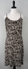 ANN TAYLOR LOFT Brown White Floral Spaghetti Strap Stretch Dress Size Medium