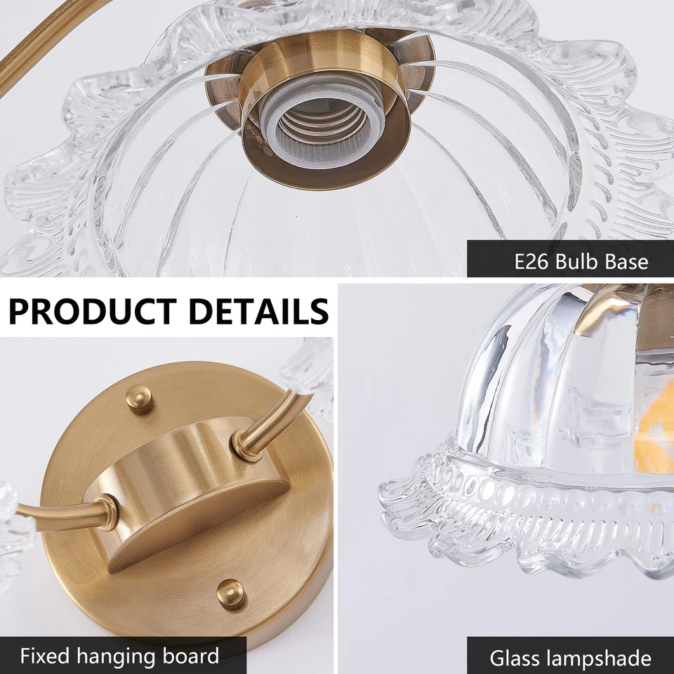 Tocador 2 Luces 20"" Elegante Dorado para Baño Vintage Espejo Lámpara de Pared Accesorio Foto 4 de 4