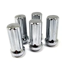 5x Mr Lugnut 14x2.00 Spline Truck  Chrome Closed End Conical Long 2"
