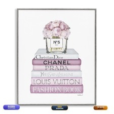 Stupell Industries Soft Pink Rose Bookstack Floral 24 X 30 Inch Framed Gicle