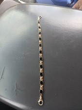 Black Onyx 14k Gold 7 1/2 Inch Bracelet.