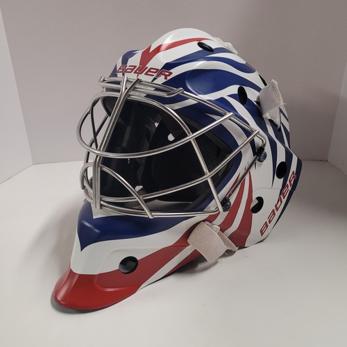 Bauer NME 5 Non-Certified Cat-Eye Goalie Maske Large verstellbar rot, weiß, blau