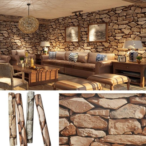 Rock Stone Wallpaper 374" X 20.8" Rustic Brick Retro Contact Paper 57 Sqft De...