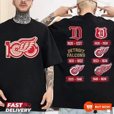 Detroit Red Wings 100th Anniversary Two Sided NHL TShirt - Multicolors, S-5XL