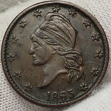 1863 Army & Navy, Liberty With 13 Stars, Civil War Token CWT90